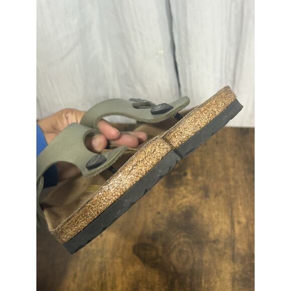 Birkenstock Women's Sz 37 W 6 M 4 Gizeh Green Leather Thong Slip On Sandals - Picture 6 of 12